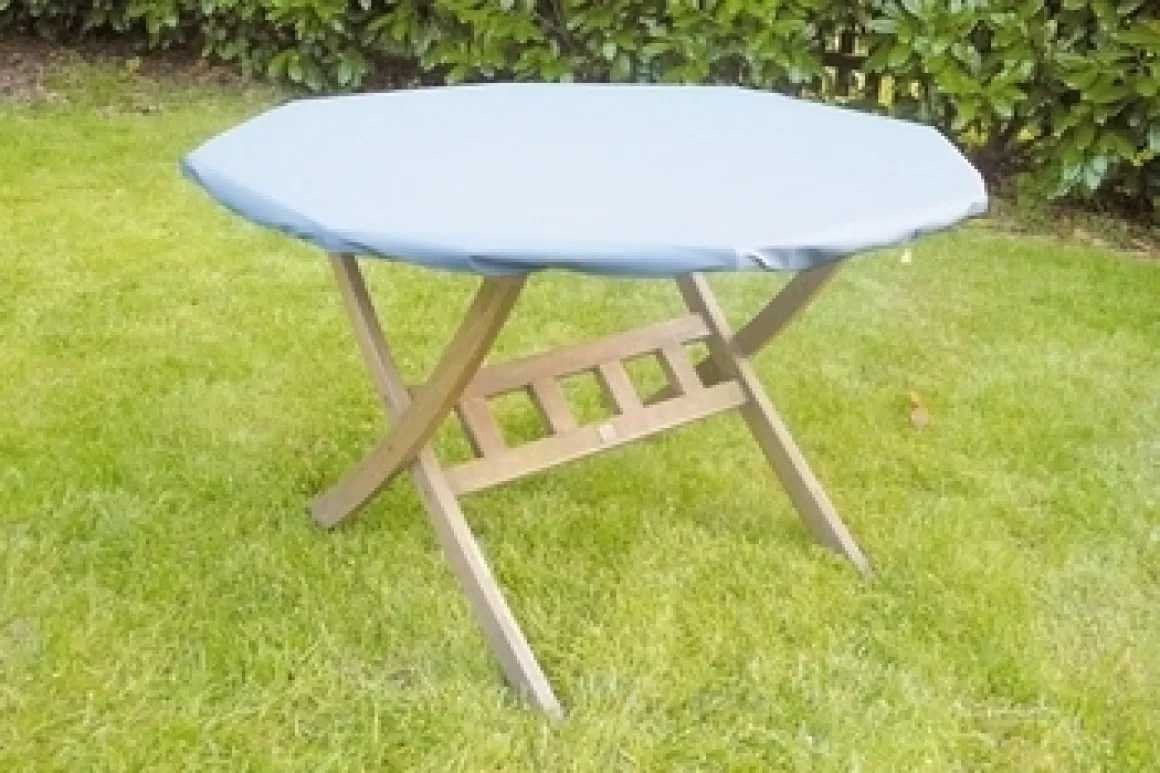 Abdeckhaube für Tischplatte Ø130cm Teak Safe grau/mit Gummizug