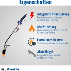 Abflammgerät Auftaugerät mit Piezozündung Unkrautvernichter mit Gas-Druck-Regler und Lecksuchspray
