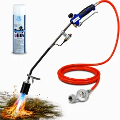 Abflammgerät Auftaugerät mit Piezozündung Unkrautvernichter mit Gas-Druck-Regler und Lecksuchspray