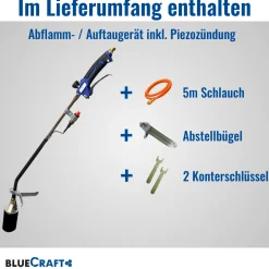 Abflammgerät Auftaugerät mit Piezozündung Unkrautvernichter 69 kW