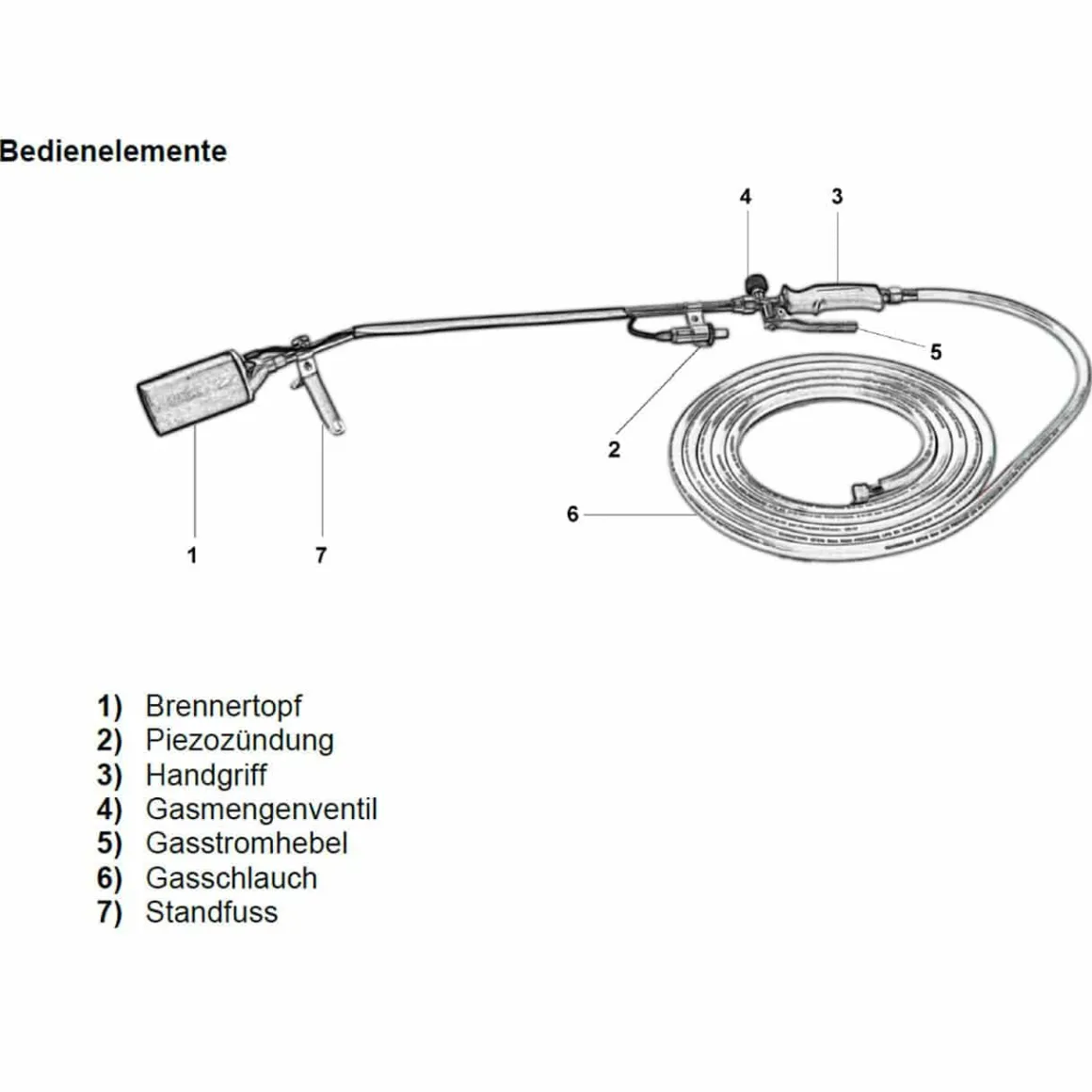 Abflammgerät mit Piezozündung 69 kW mit Gas-Druck-Regler und 10 kg premium Composite Gasflasche leer