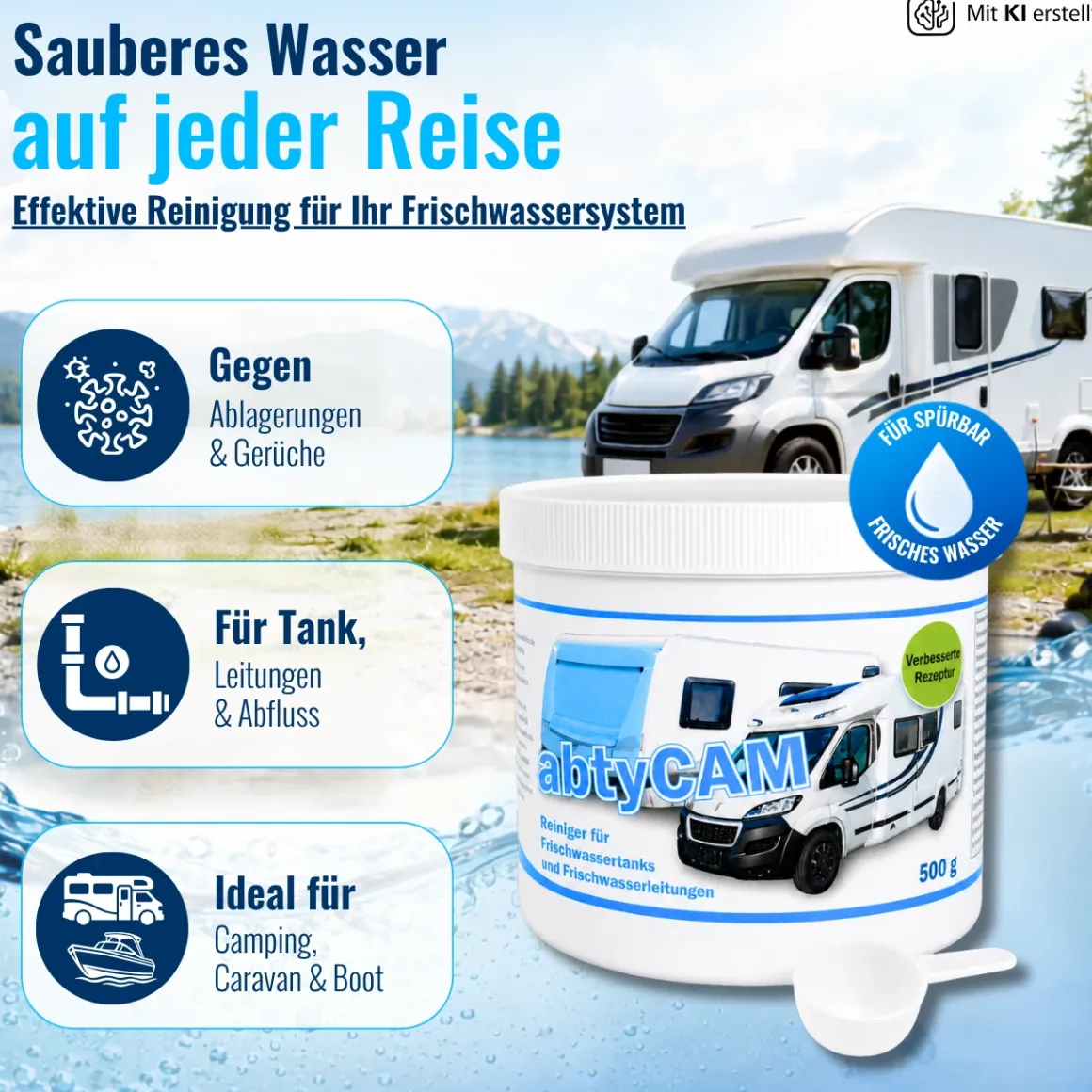 abtyCAM Frischwassertankreiniger 500g für Wohnmobil & Wohnwagen