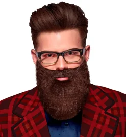Accessoire: Langer Bart mit Schnurrbart, braun