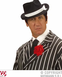 Accessoire: Schwarzer beflockter Gangster Hut