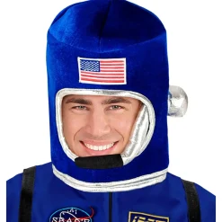 Astronautenhelm mit Miktrofon, blau für Erwachsene