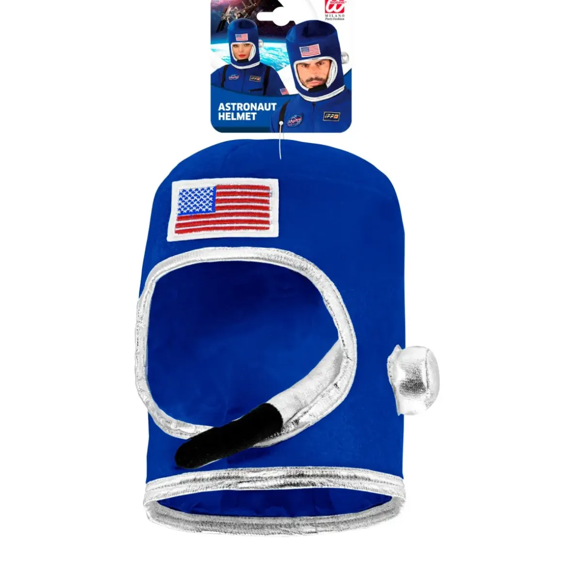 Astronautenhelm mit Miktrofon, blau für Erwachsene