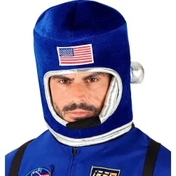 Astronautenhelm mit Miktrofon, blau für Erwachsene