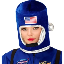 Astronautenhelm mit Miktrofon, blau für Erwachsene