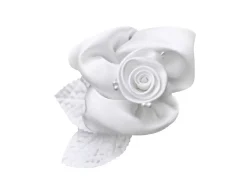 Autoschmuck: Satinrosen, weiß  - 10 Stück mit Saugnapf, ca. 6,5 cm Dm
