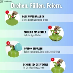 Ballongas Helium Einweg Flasche 30 - Heliumflasche mit 30 Ballons