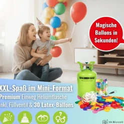 Ballongas Helium Einweg Flasche 30 - Heliumflasche mit 30 Ballons