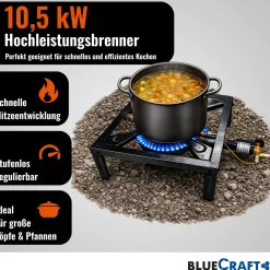 4 Bein Hockerkocher 10,5 kW mit Zündsicherung und Piezozündung