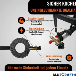 4 Bein Hockerkocher 10,5 kW mit Zündsicherung und Piezozündung