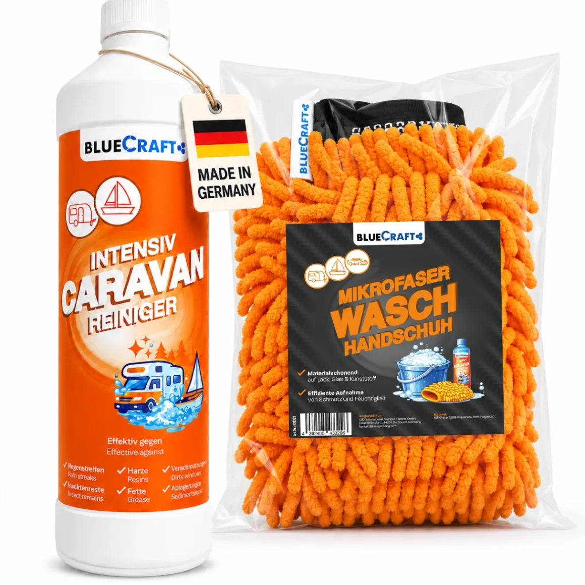 Bluecraft Caravan Intensivreiniger 1L - für Reisemobile und Boote, mit Waschhandschuh