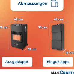BlueCraft Infrarot Gas Heizofen 4,2 kW mit Anschlusszubehör und 11 kg Gasflasche ungefüllt