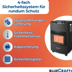 BlueCraft Infrarot Gas Heizofen 4,2 kW  mit Gasregler für Innenräume