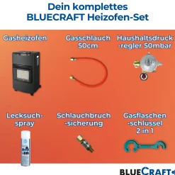 BlueCraft Infrarot Gas Heizofen 4,2 kW  mit Gasregler für Innenräume