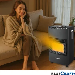 BlueCraft Infrarot Gas Heizofen 4,2 kW  mit klappbaren Seitenwänden, mit Schlauch, Gasregler und -schlüssel