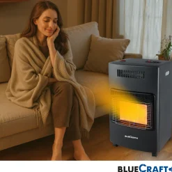 BlueCraft 3 in 1 Infrarot Gas Heizofen 4,2 kW mit Anschlusszubehör und Gasdruckregler für Innenräume