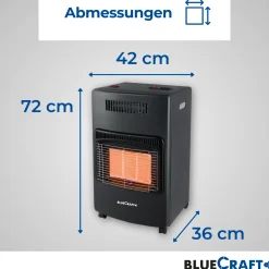 BlueCraft 3 in 1 Infrarot Gas Heizofen 4,2 kW mit Schlauch, Gasregler, Gasschlüssel & Lecksuchspray