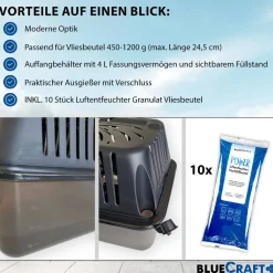 Bluecraft Luftentfeuchter Granulat Box MEGA mit 10x 1kg Vliesbeutel Nachfüllpack Raumentfeuchter