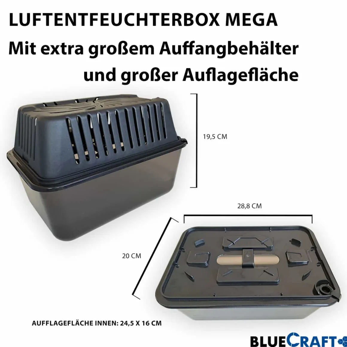 Bluecraft Luftentfeuchter Granulat Box MEGA mit 10x 1kg Vliesbeutel Nachfüllpack Raumentfeuchter