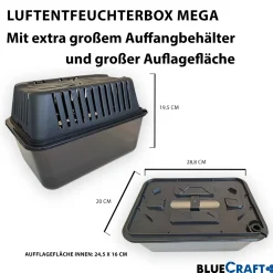 Bluecraft Luftentfeuchter Granulat Box MEGA mit 3x 1kg Vliesbeutel Nachfüllpack Raumentfeuchter