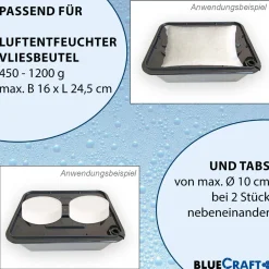 Bluecraft Luftentfeuchter Granulat Box MEGA  für Vliesbeutel Nachfüllpack 900g 1kg 1,2kg Raumentfeuchter