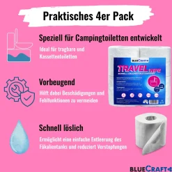 Bluecraft Rinse Konzentrat 1L + 4 Rollen Toilettenpapier Travel Wipe