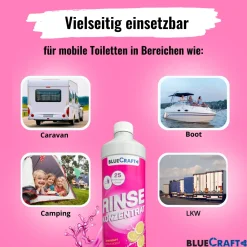 Bluecraft Rinse Konzentrat 1L + 4 Rollen Toilettenpapier Travel Wipe