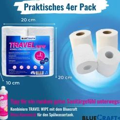 Bluecraft Travel Wipe - Toilettenpapier im 4er Pack schnell löslich