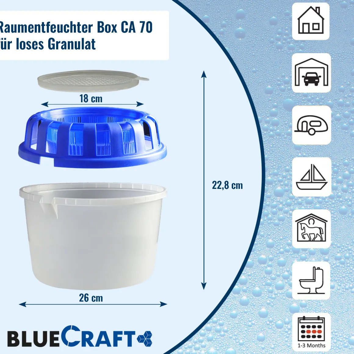 CAGO Luftentfeuchter Raumentfeuchter Box CA 70 lose (ohne Granulat)