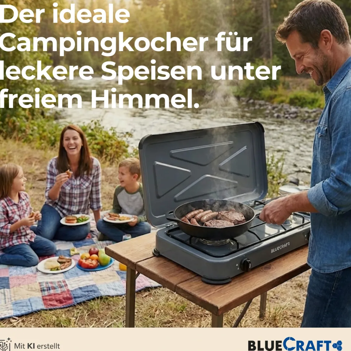 Camping-Gas-Kocher Mobi 2-flammig, anthrazit-grau mit Zündsicherung