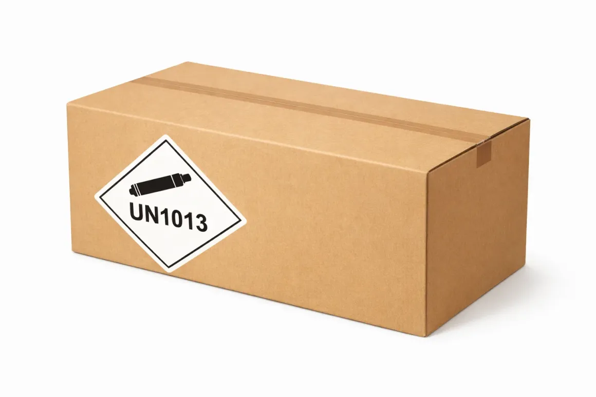 CO2 Zylinder Tauschbox mit DHL Paketmarke für Rücksendung
