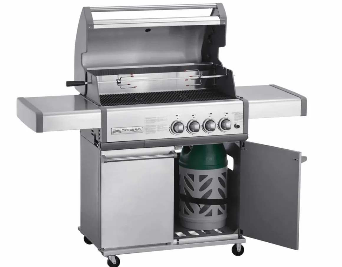 Crossray 4 Gasgrill by Heatstrip, 50 mbar inkl. Unterwagen und Seitentische