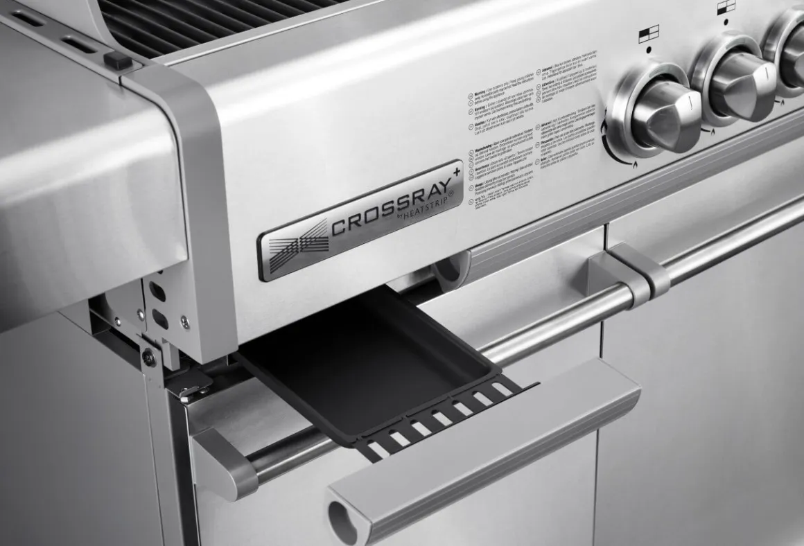 Crossray 4 Gasgrill by Heatstrip, 50 mbar inkl. Unterwagen und Seitentische