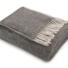 Decke Classic 140x200 cm grau  mit Fransen 100% Merino Wolle