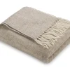 Decke Classic 140x200 cm natur  mit Fransen, 100% Merino Wolle