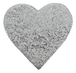 Deko: Glimmer Herz , silber  Gr.:  10 cm