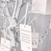Deko: Wunschbaumkarten, Perlweißes Papier an Satinband, 4,5 x 8,7 cm - 10 Stück