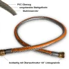Edelstahl Gasschlauch 100cm mit PVC-Überzug,  beidseitig mit Überwurfmutter 1/4 Linksgewinde