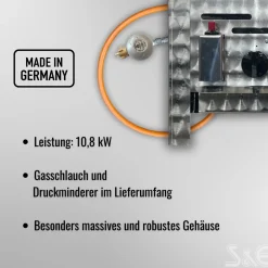 Edelstahl-Gastrobräter Grill 3-flammig mit Rost-Set & Anschlusszubehör