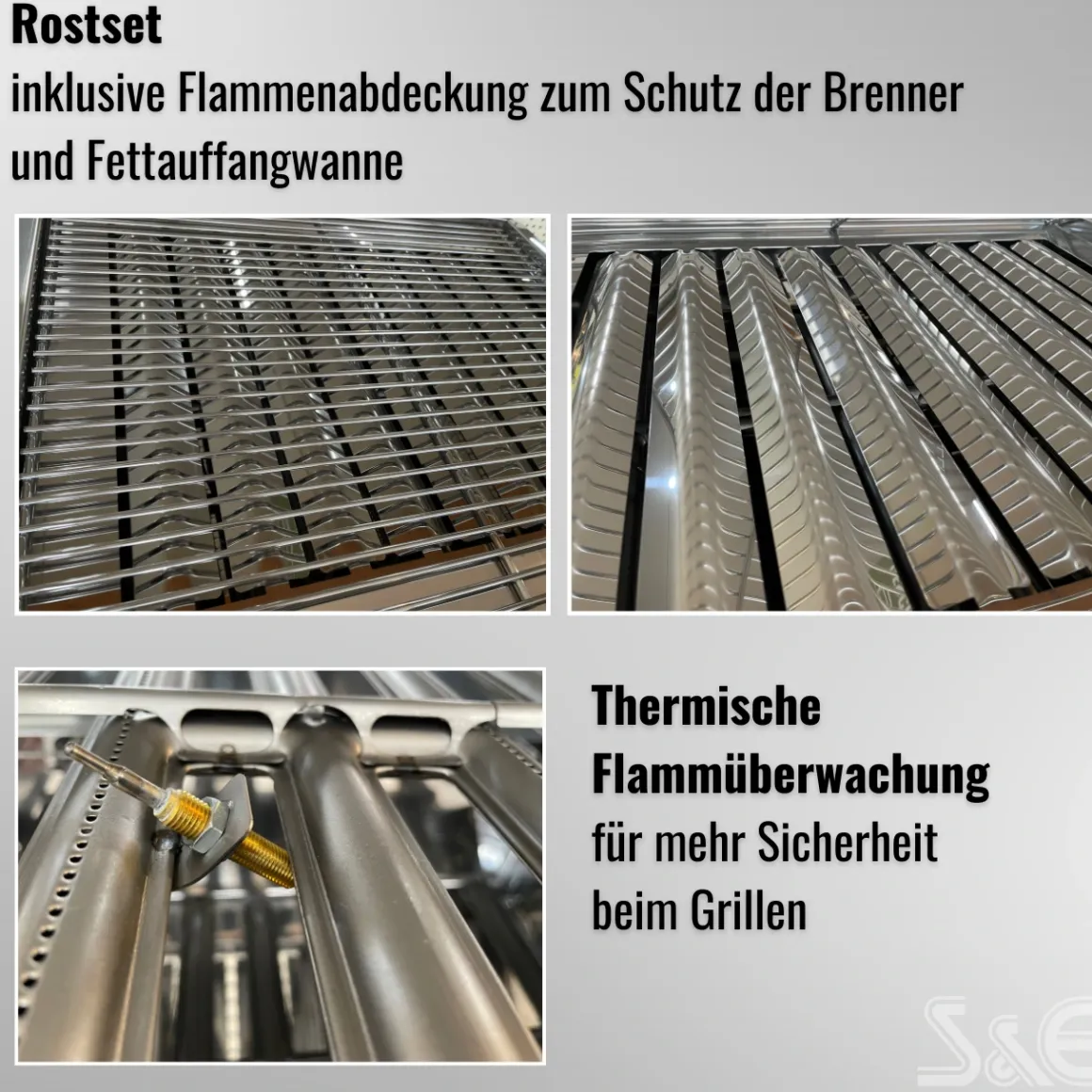 Edelstahl-Gastrobräter Grill 3-flammig mit Rost-Set & Anschlusszubehör