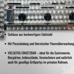 Edelstahl-Gastrobräter Grill 3-flammig mit Rost-Set & Anschlusszubehör