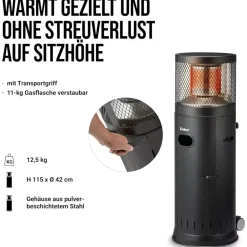 Enders Terrassenstrahler Heizstrahler Polo 2.0  Black Edition mit Abdeckhaube