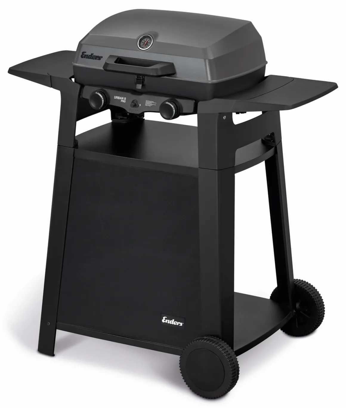 Enders Urban II Pro + Trolley Mobiler Gasgrill mit 2 Edelstahlbrennern, Deckelthermometer