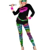 80er Jahre Leggins neon bunt Tigerprint