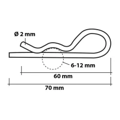 Federstecker einfach 2 mm / 6-12 mm