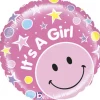 Folienballon: Its a Girl Smiley