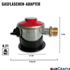 Gasflaschen-Adapter für deutsche Gasregler  mit Clip-On-Anschluss inkl. 2 in 1 Gasregler-Schlüssel